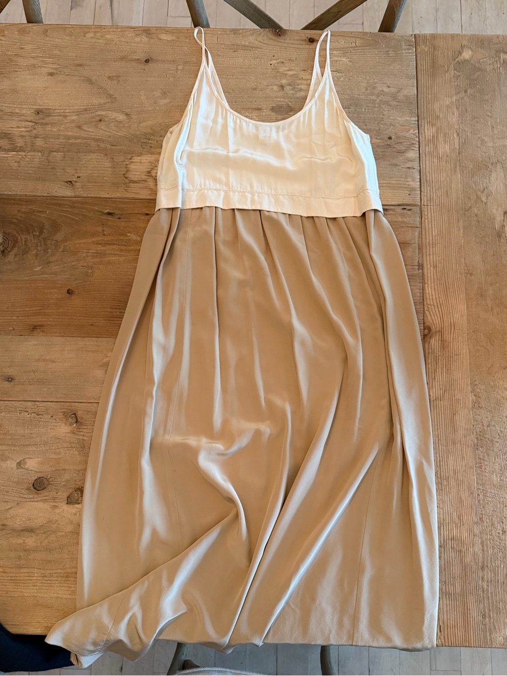 Wilfred Cream and Tan Two-Tone silk Maxi Dress